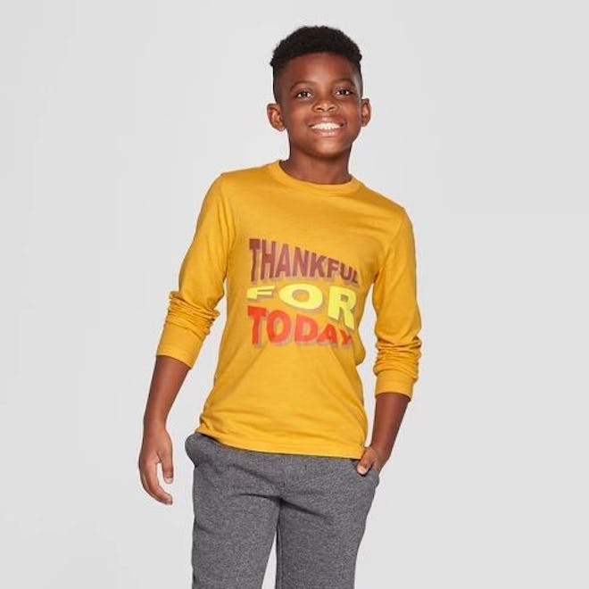 Boys' Long Sleeve Thankful Graphic T-Shirt - Cat & Jack™ Yellow