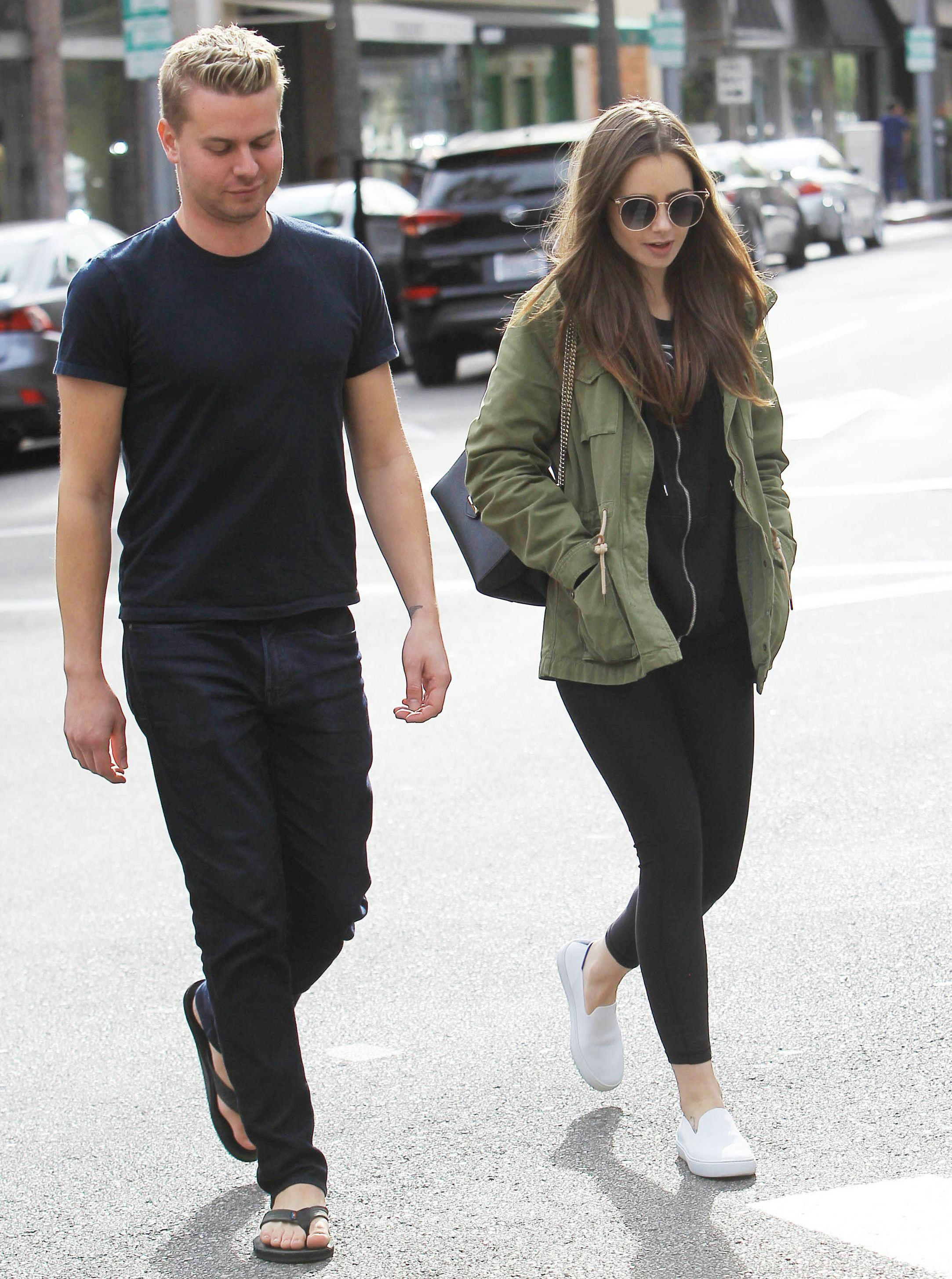 lily collins denim jacket