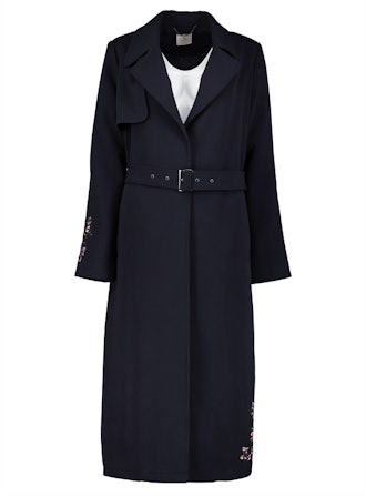 Navy Embroidered Trench Coat