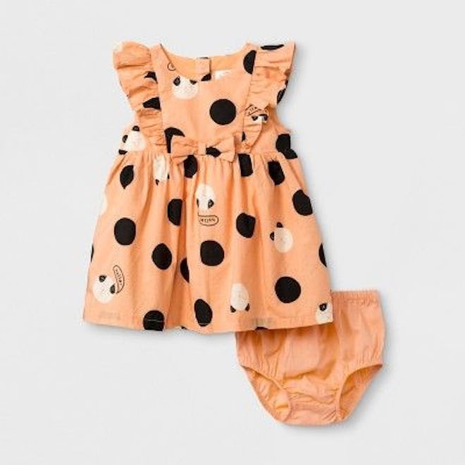 Baby Girls' Sleeveless Poplin Dot Bow Dress - Cat & Jack™ Orange