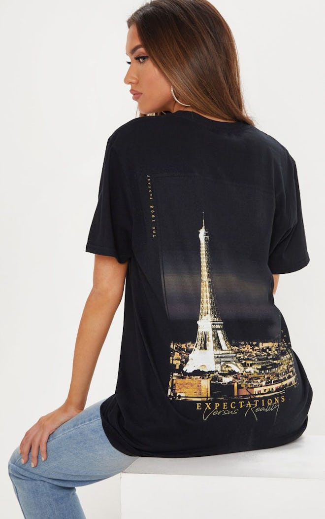 Black Paris Oversized T-Shirt
