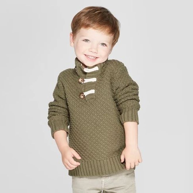 Toddler Boys' Mock Neck Pullover Sweater with Toggle Sweater - Cat & Jack™ Green