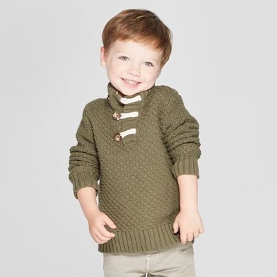 Toddler Boys' Mock Neck Pullover Sweater with Toggle Sweater - Cat & Jack™ Green