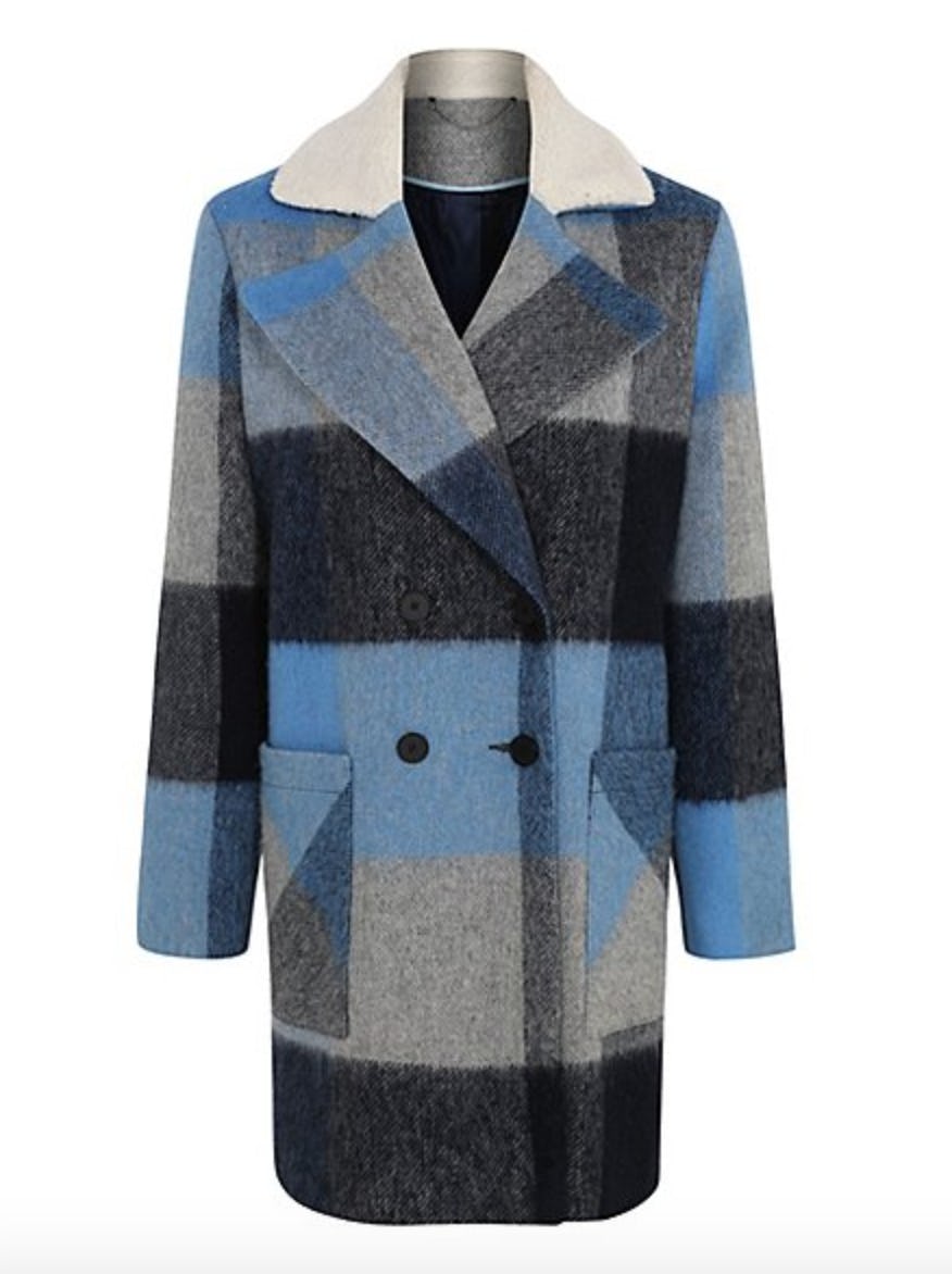 asda blue check coat