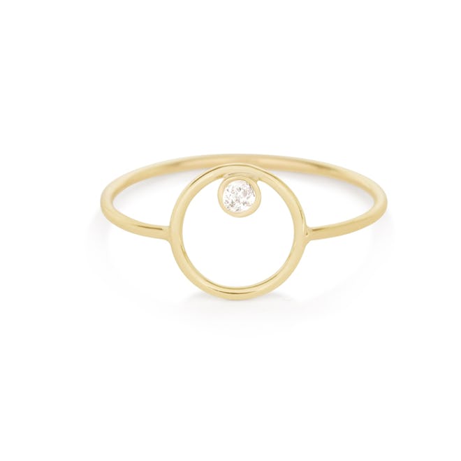 Open Circle Ring with Diamond