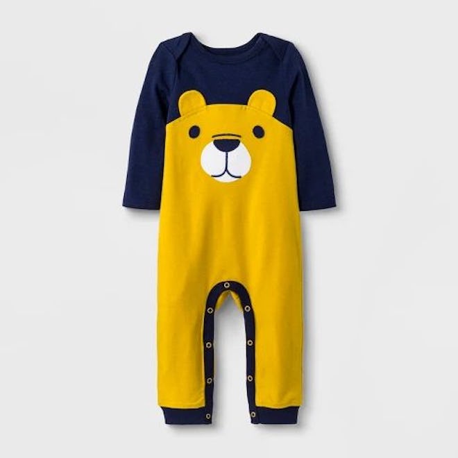 Baby Boys' Long Sleeve Lap Shoulder Bear Romper - Cat & Jack™ Navy/Yellow