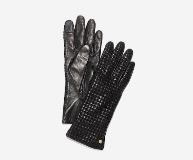 Braided Back Gloves in Black