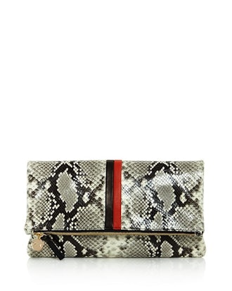 Striped Python Foldover Clutch 