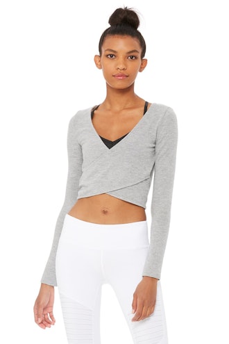 Amelia Luxe Long Sleeve Crop in Dove Grey Heather