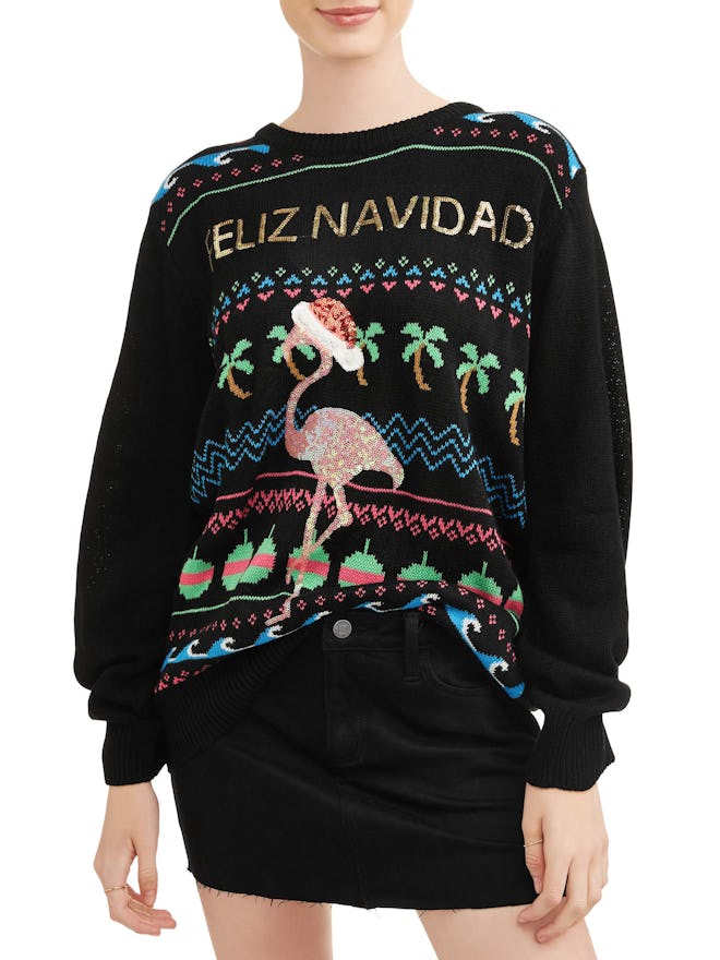 Poof! Juniors' Feliz Navidad Holiday Christmas Sweater