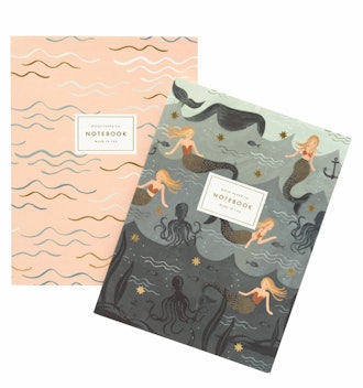 Everyday Notebook Set: Mermaid, Set of Two, with Gold Accents