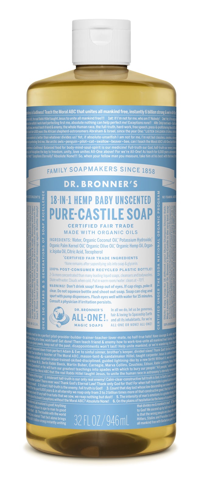 Dr. Bronner’s Baby Unscented Pure Castile Liquid Soap 32 oz.