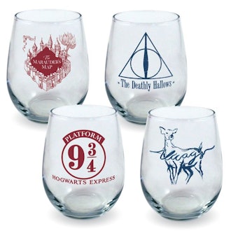 Harry Potter Classic Elements Curved Table Glasses (Set of 4)