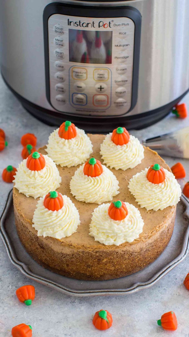 pumpkin cheesecake recipe you can make in an Instant Pot for Thanksgiving dessert