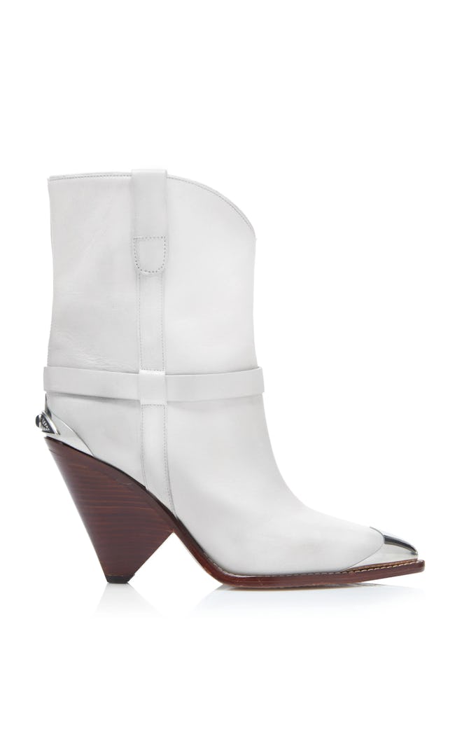 Lamsy Leather Cap-Toe Ankle Boots