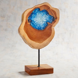 Wood & Blue Resin Sculpture