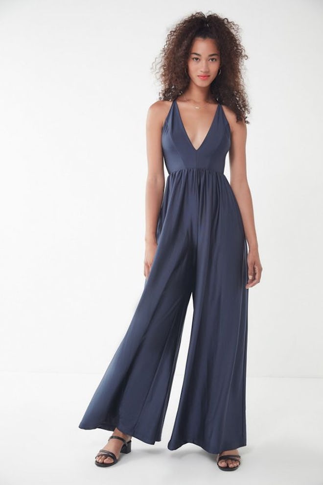 UO Gia Plunging Shimmer Jumpsuit