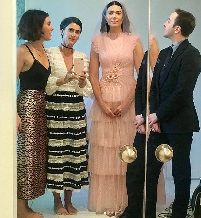 Mandy Moore S Pink Rodarte Wedding Dress Was Totally Unexpected But Mandy Moore S Pink Rodarte Wedding Dress Was Totally Unexpected But Completely Elegant