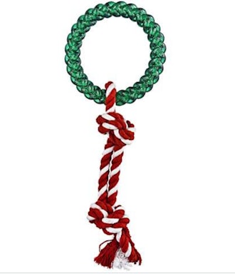 Holiday Tails Ring in the New Year Cinnamon-Scent Rubber and Rope Dog Toy, Large