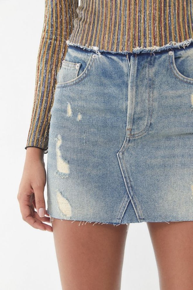 BDG Denim Raw-Edge Mini Skirt