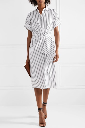 Striped Cotton-Poplin Midi Dress