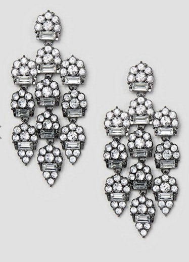 ASOS DESIGN Earrings In Luxe Crystal Design in Gunmetal