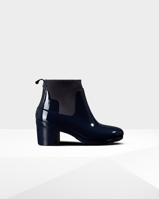 Women’s Refined Gloss Mid Heel Boots: Navy