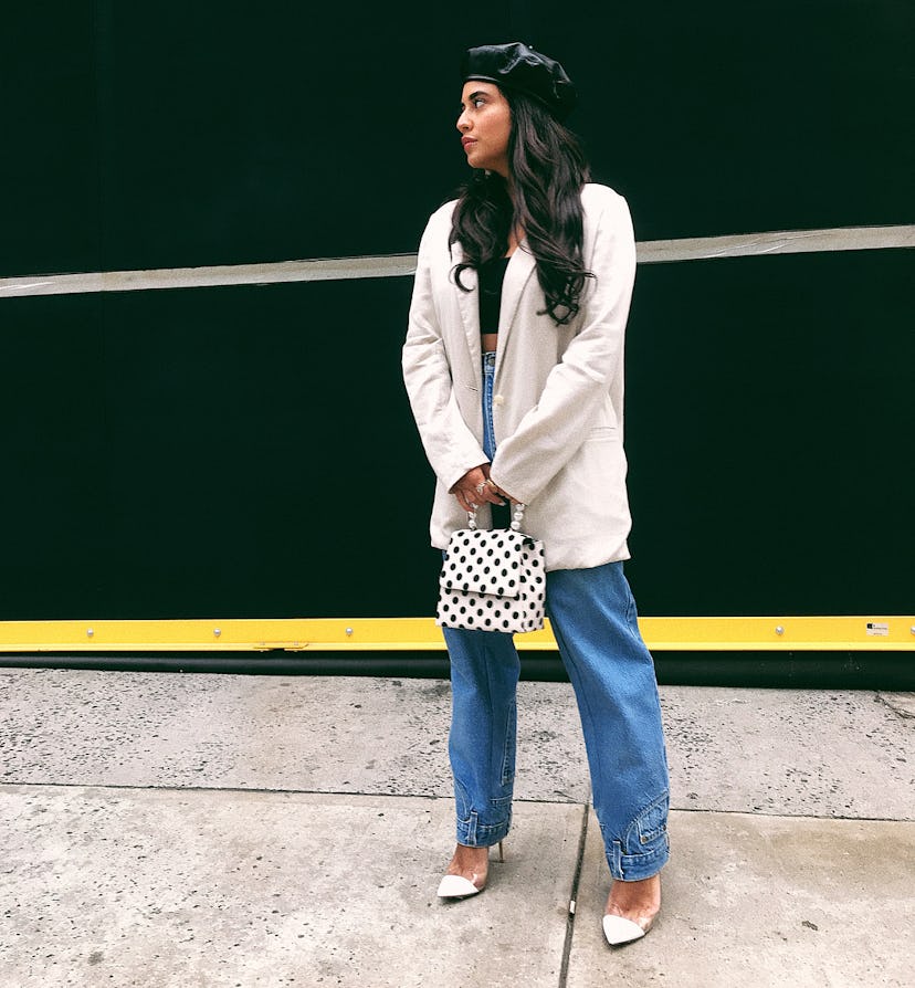 Chillhouse founder and blogger Cyndi Ramirez wears her baggy, anti-skinny jeans with an oversize bla...