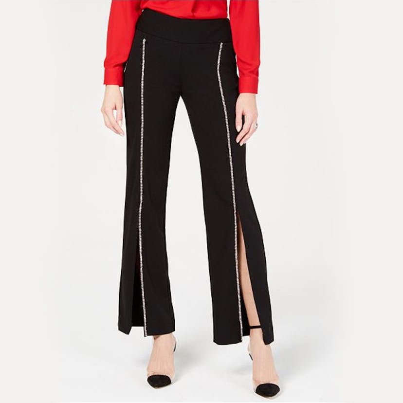 Rhinestone Split-Leg Pants