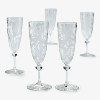 Vintage Crystal Champagne Flutes Set of 5 Clear