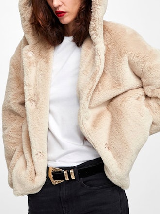 Hooded Faux Fur Jacket