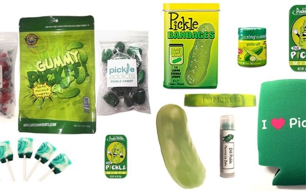 Big Dill Pickle Lovers Gift Pack (10pc Set) - Bandages, Lip Balm, Stress Toy, Can Cooler, Salt, Air Freshener, Soap, Wristband, Sticker & Magnet
