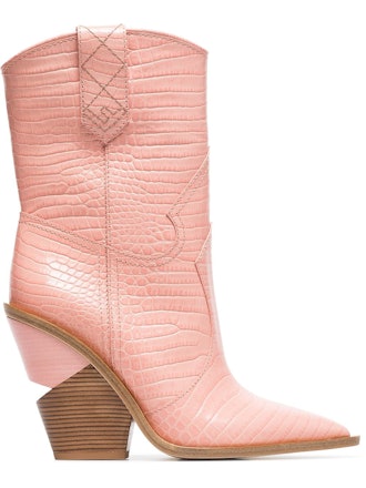 Crocodile-embossed Ankle Boots