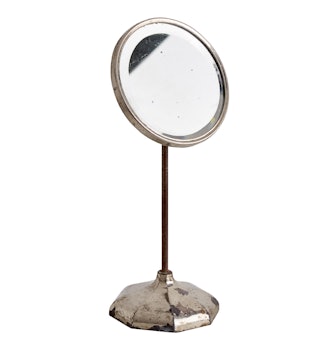 Adjustable Round Nickel Plated Table Top Mirror
