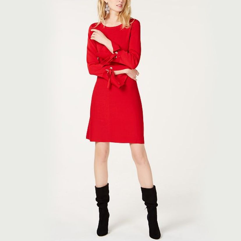 Petite Grommet Detail Sweater Dress
