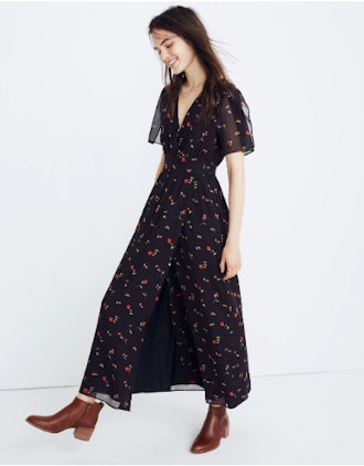 Tulip Sleeve Maxi Dress in Sweet Blossoms