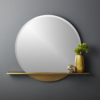 Perch Round Mirror With Shelf 36"
