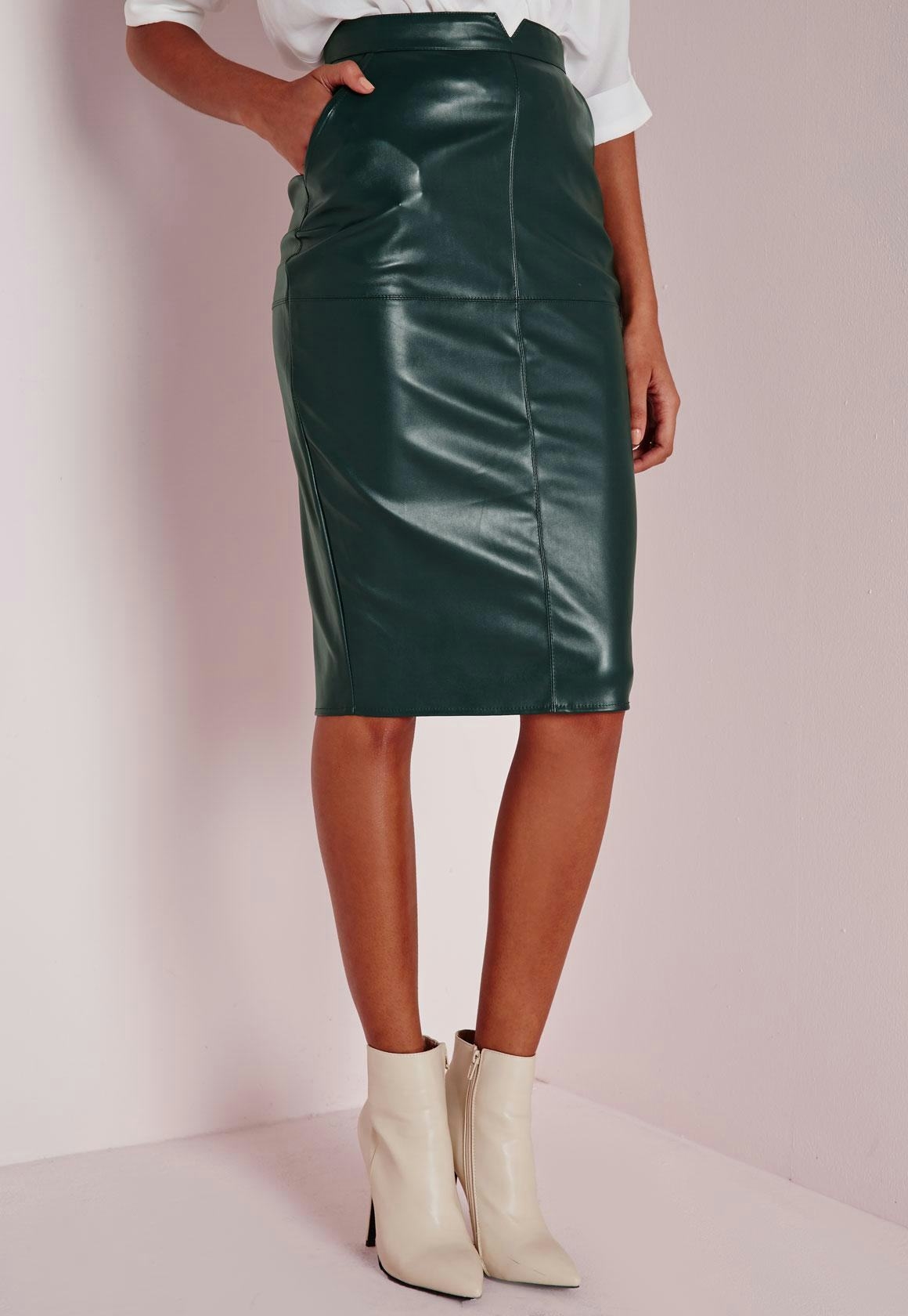 Kara leather pencil outlet skirt green