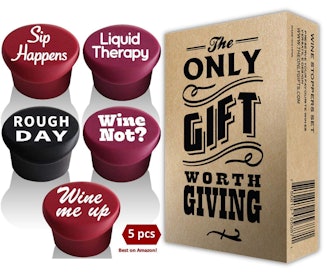 5 Wine Stoppers + Gift Box