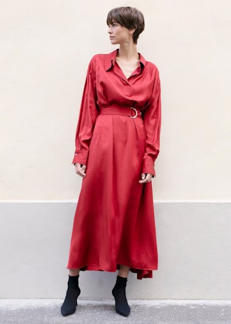 Ruby Red Silky Maxi Dress