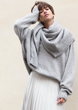 Heather Grey Attached Double Sweater