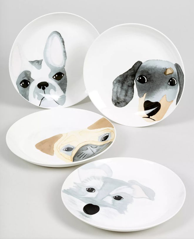 4 Pack Decal Dog Appetiser Plates 