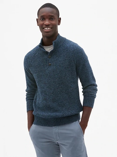 Textured Mockneck Pullover Sweater