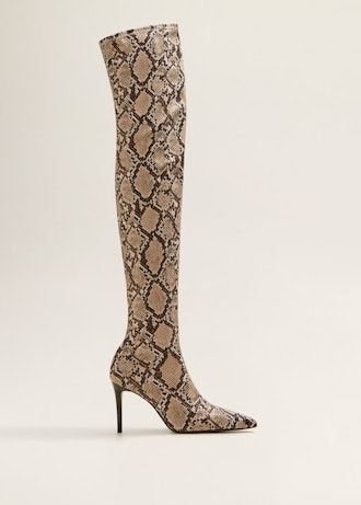 Snake-Effect High-Leg Boots