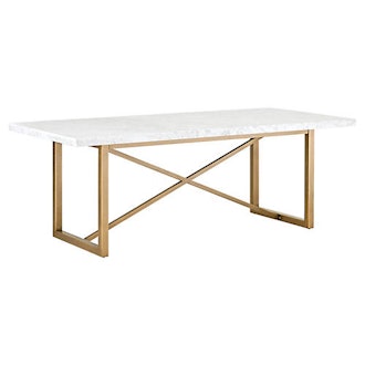 Lexie Dining Table, White/Gold