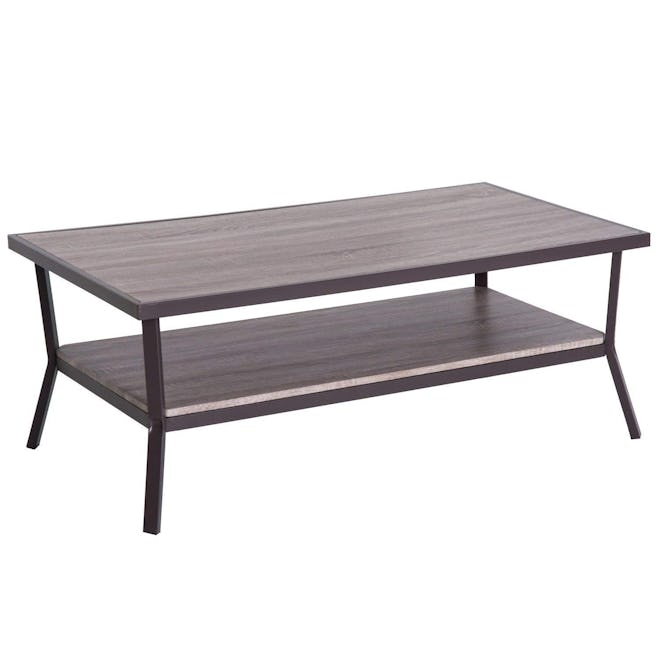 Rustic Industrial Minimal Two Tier Wooden Coffee Table