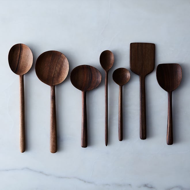 Hawkins New York Simple Walnut Wooden Spoons - Complete Set Of 7