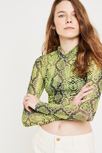 Neon Snake Print Funnel Neck Top