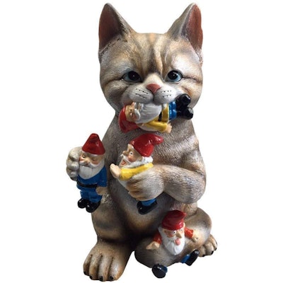 Mischievous Cat Garden Gnome Figurine