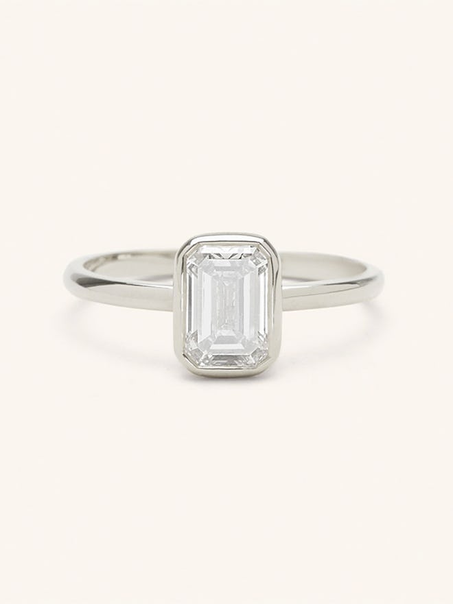 The Emerald Diamond Bezel Engagement Ring